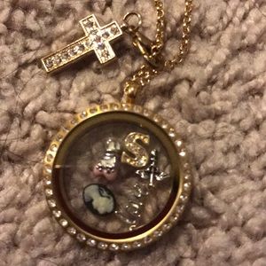 Gold origami owl pendant